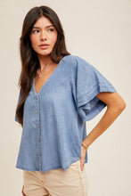 Denim Flutter Top