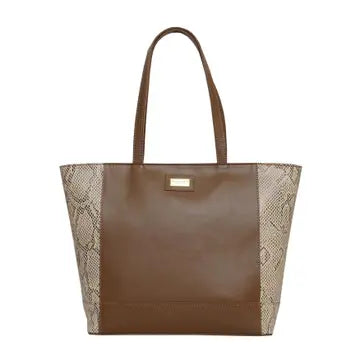 'klara' Tan Animal Snake Print Real Leather Designer Tote