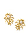SHEA STATEMENT STUD EARRINGS VINTAGE GOLD WHITE PEARL