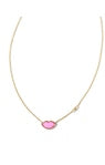LIPS PENDANT NECKLACE GOLD HOT PINK MOTHER OF PEARL