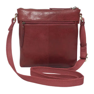 'rosy' Carmine Pink Pebble Grain Soft Real Leather Crossbody Bag