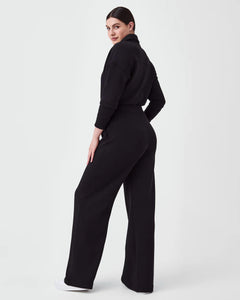 Long Sleeve Wide Leg Jumpsuit-Black