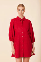 Faux Suede Exaggerated Sleeve Dress/Tunic-Deep Red