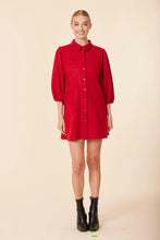 Faux Suede Exaggerated Sleeve Dress/Tunic-Deep Red