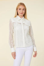 Vegan Leather Laser Cut Shirt-White