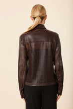 Faux Leather Laser Cut Shirt-Coffee