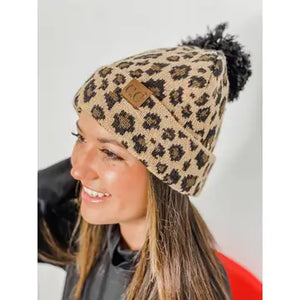 Matching Cuff Leopard Print Cc Beanie