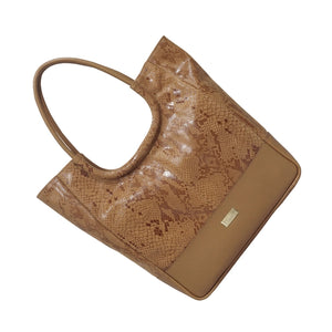 'penny' Tan Python Snake Print Real Leather Tote Bag