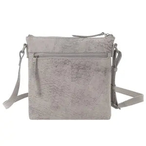 'rue' Distressed Grey Real Leather Crossbody Bag