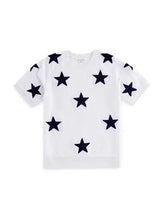 Stars Lightweight Short Sleeve Sweatshirt,White