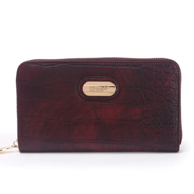Luxe Croc-Embossed Zip Wallet