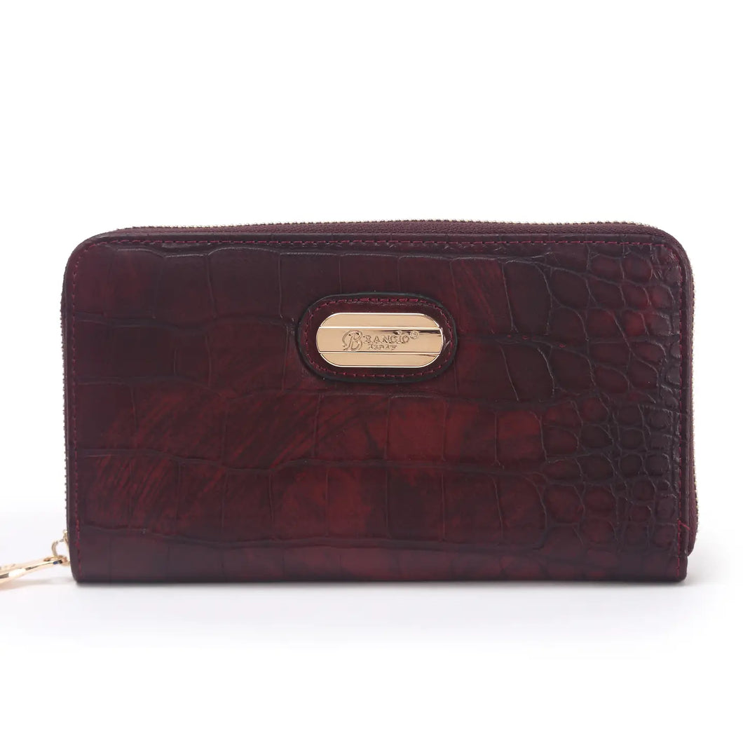Luxe Croc-Embossed Zip Wallet