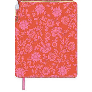 Journal with Pen - Orange Foral