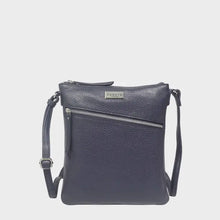 'rosy' Navy Pebble Grain Soft Real Leather Crossbody Bag