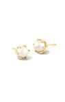 CAILIN CRYSTAL STUD EARRINGS GOLD METAL WHITE CZ