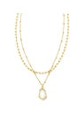 ALEXANDRIA MULTI STRAND NECKLACE GOLD IRIDESCENT CLEAR ROCK CRYSTAL
