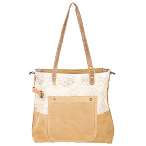 Cinnamon Floral Tote with Front Pocket