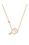 PICKLEBALL SHORT PENDANT NECKLACE GOLD IVORY MOTHER OF PEARL