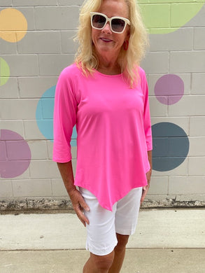 LuLuB Asymetrical Scoop Neck Top-CLPink