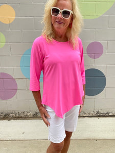 LuLuB Asymetrical Scoop Neck Top-CLPink