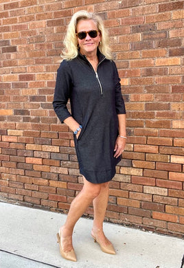LuLuB-Half Zip Dress-Black