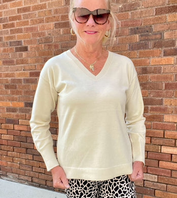LuLuB-FX Cashmere V-Neck-Stone