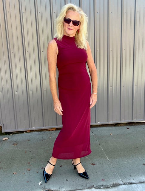 Wine Body-Con Dress