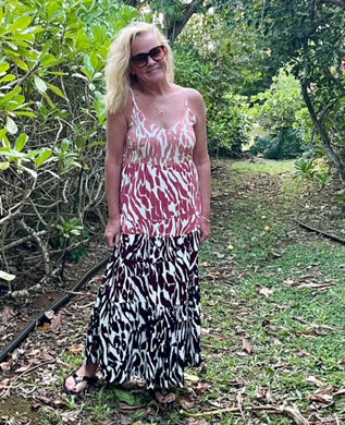 Multi Print Maxi Dress-Tropical Blush