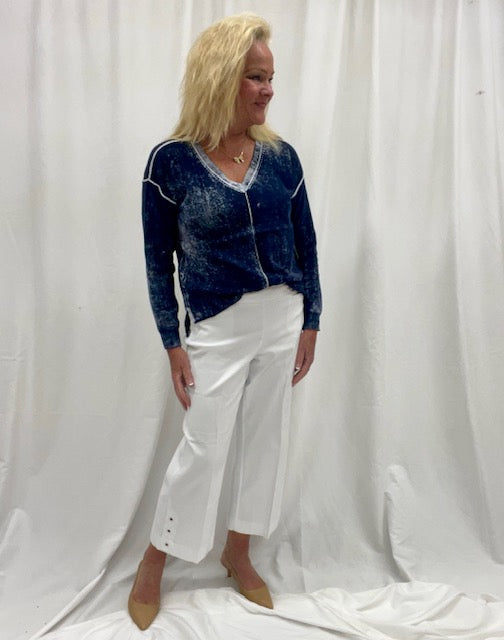 Flatten It Pull On Capri w/DTM Eyelets-White