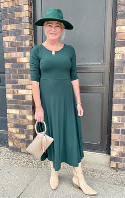 Hunter Green Midi Dress