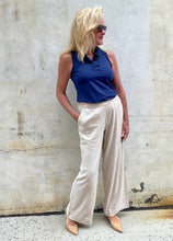 LuLuB-Ruffle V-Neck Tank-Navy