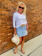 LuLuB V-Neck 3/4 Slv Top-WHT