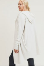 CURVY Open Front Longline Hoodie Cardigan-Natural