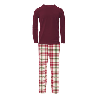 Men's Print Long Sleeve Pajama Set (Fireside Plaid)