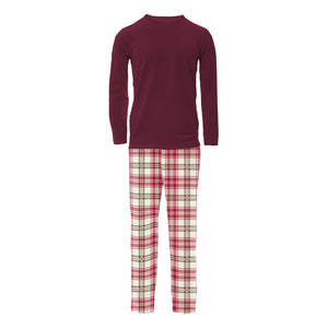 Men's Print Long Sleeve Pajama Set (Fireside Plaid)