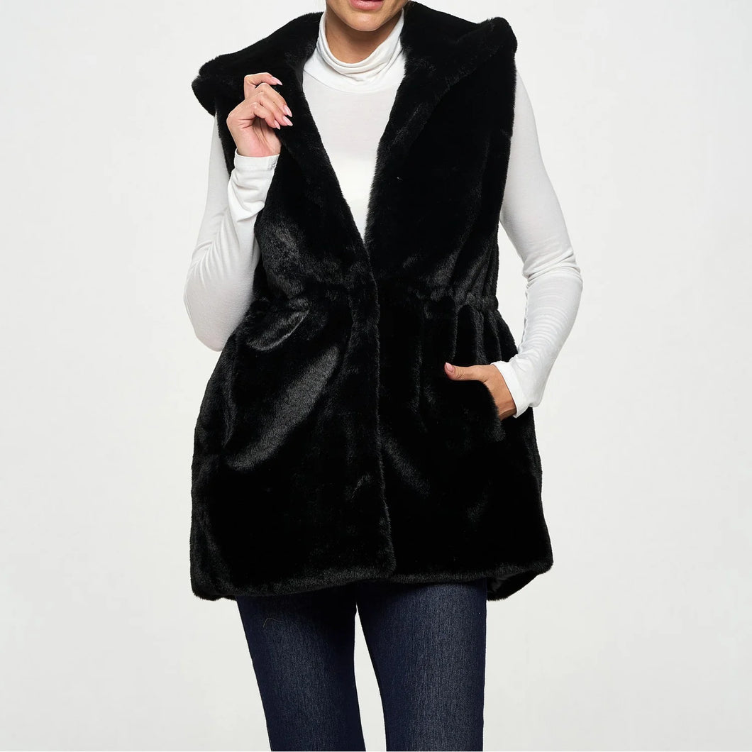 Black MIka Fur Vest