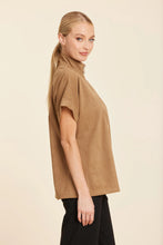 Faux Suede Drop Shoulder Zipper Top