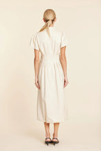 Faux Leather Zip Bubble Dress-Cream