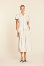 Faux Leather Zip Bubble Dress-Cream