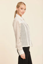 Faux Leather Lattice Cut Shirt-Creme