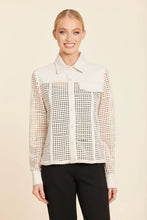 Faux Leather Lattice Cut Shirt-Creme