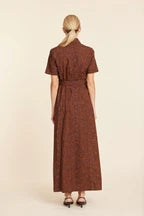 Faux Suede Maxi Dress-Brown