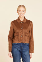 Faux Suede Two Pocket Jacket-Brown