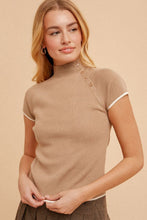 Mock Neck Pullover-Taupe