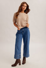 Cable Puff Sleeve Sweater-Cocoa Powder