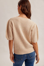 Cable Puff Sleeve Sweater-Oatmeal