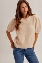 Cable Puff Sleeve Sweater-Oatmeal