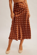 Brown Polka Dot Satin Skirt