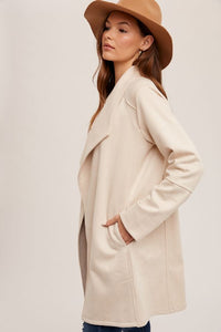 Drape Suede Jacket-Ecru
