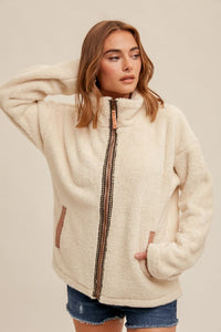 Cream Sherpa Zip Jacket